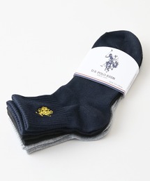 U.S. POLO ASSN.（ユーエスポロアッスン）の「【U.S. POLO ASSN./ユーエスポロアッスン】無地 ワンポイントロゴ刺繍ソックス 3足組 クルー丈 定番 ギフト 23～25cm（ソックス/靴下）」