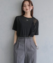 &g'aime（アンジェム）の「【&ｇ'aime 】シアー×レーストップス　Sheer x Lace Tops（Tシャツ/カットソー）」