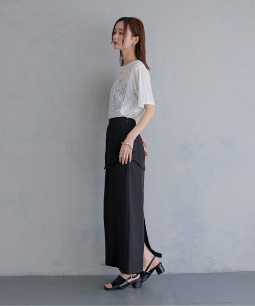 &g'aime（アンジェム）の「【&ｇ'aime 】シアー×レーストップス　Sheer x Lace Tops（Tシャツ/カットソー・レディース・ブラック/ホワイト・FREE）」の12枚目の写真