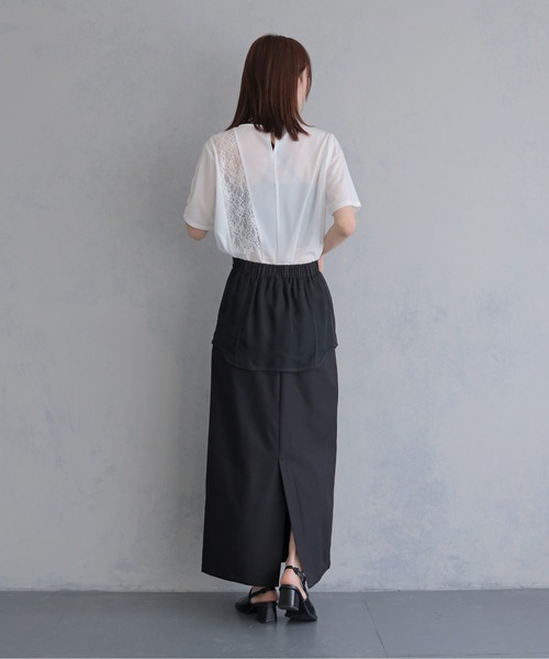 &g'aime（アンジェム）の「【&ｇ'aime 】シアー×レーストップス　Sheer x Lace Tops（Tシャツ/カットソー・レディース・ブラック/ホワイト・FREE）」の13枚目の写真