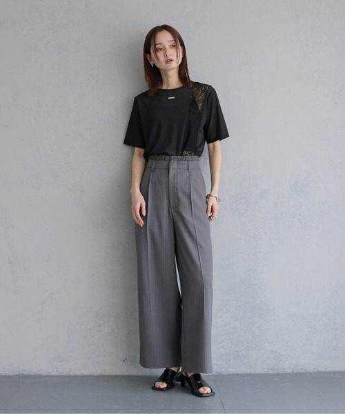 &g'aime（アンジェム）の「【&ｇ'aime 】シアー×レーストップス　Sheer x Lace Tops（Tシャツ/カットソー・レディース・ブラック/ホワイト・FREE）」の22枚目の写真