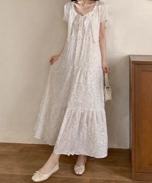 Teem Store（チームストア）の「ドット柄 キャミソールロングワンピース（ワンピース・レディース・ブラック/ホワイト・F）」の4枚目の写真