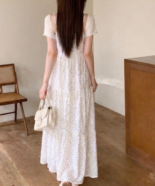 Teem Store（チームストア）の「ドット柄 キャミソールロングワンピース（ワンピース・レディース・ブラック/ホワイト・F）」の5枚目の写真