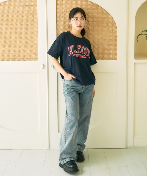 LOVETOXIC(ラブトキシック)の「キラキラモチーフワイドデニムパンツ(デニムパンツ・キッズ・グレー/ブルー・L:160cm/130cm/S:140cm/M:150cm)」の2枚目の写真