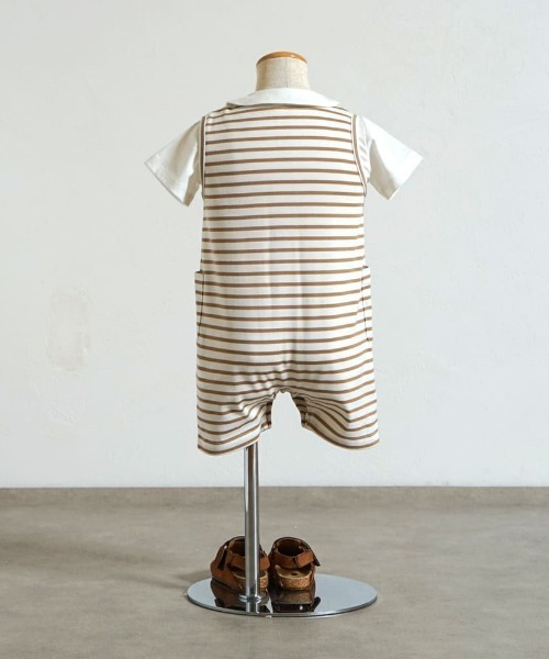 10mois(ディモワ)の「【10mois(ディモワ)】ベアマスクボーダーロンパース 70・80cm(ロンパース・キッズ・モカ/ライトブルー・70cm/80cm)」の14枚目の写真
