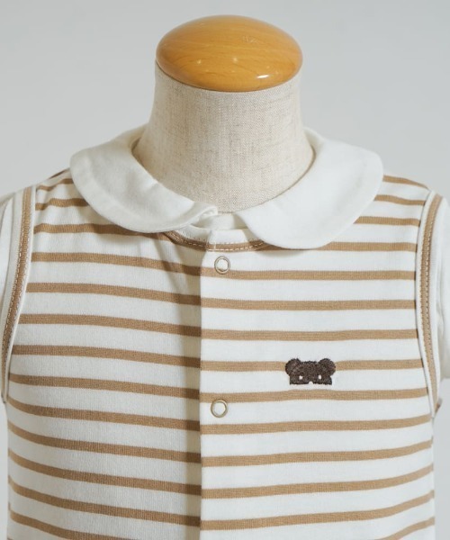 10mois(ディモワ)の「【10mois(ディモワ)】ベアマスクボーダーロンパース 70・80cm(ロンパース・キッズ・モカ/ライトブルー・70cm/80cm)」の15枚目の写真
