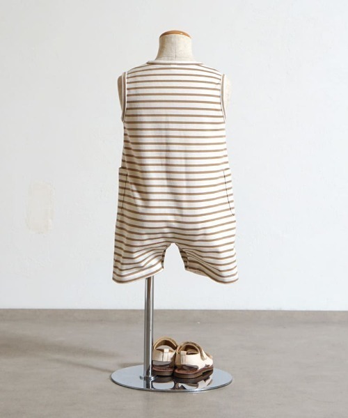 10mois(ディモワ)の「【10mois(ディモワ)】ベアマスクボーダーロンパース 70・80cm(ロンパース・キッズ・モカ/ライトブルー・70cm/80cm)」の12枚目の写真