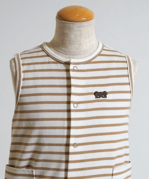 10mois(ディモワ)の「【10mois(ディモワ)】ベアマスクボーダーロンパース 70・80cm(ロンパース・キッズ・モカ/ライトブルー・70cm/80cm)」の11枚目の写真