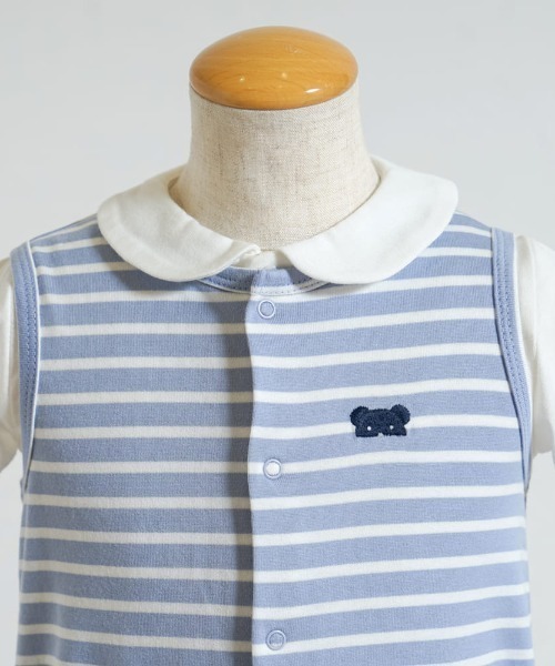 10mois(ディモワ)の「【10mois(ディモワ)】ベアマスクボーダーロンパース 70・80cm(ロンパース・キッズ・モカ/ライトブルー・70cm/80cm)」の9枚目の写真