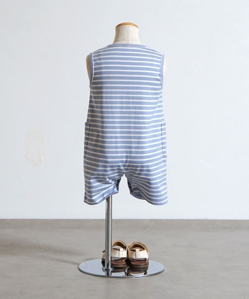10mois(ディモワ)の「【10mois(ディモワ)】ベアマスクボーダーロンパース 70・80cm(ロンパース・キッズ・モカ/ライトブルー・70cm/80cm)」の6枚目の写真