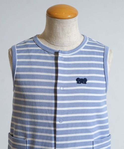 10mois(ディモワ)の「【10mois(ディモワ)】ベアマスクボーダーロンパース 70・80cm(ロンパース・キッズ・モカ/ライトブルー・70cm/80cm)」の8枚目の写真