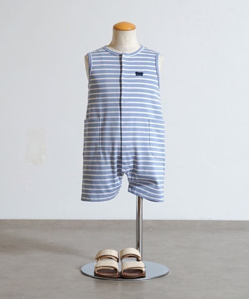 10mois(ディモワ)の「【10mois(ディモワ)】ベアマスクボーダーロンパース 70・80cm(ロンパース・キッズ・モカ/ライトブルー・70cm/80cm)」の5枚目の写真