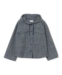 チェック フーディーシャツ
