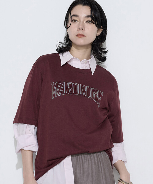 COMME CA Wardrobe(コムサワードローブ)の「ヴィンテージプレーティング天竺 ロゴプリントTシャツ(Tシャツ/カットソー・レディース・ホワイト/ボルドー/ブルー・FREE)」の12枚目の写真