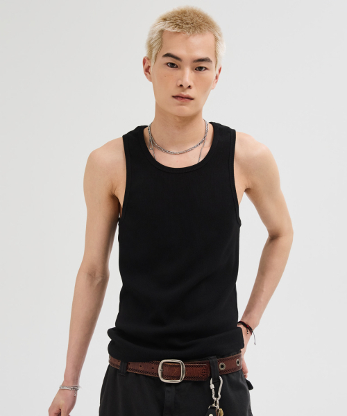 LEIRE（ルアール）の「エッセンシャルリブスリーブレス[ブラック]（Tシャツ/カットソー・メンズ・その他・MEDIUM/LARGE/X-LARGE）」の4枚目の写真