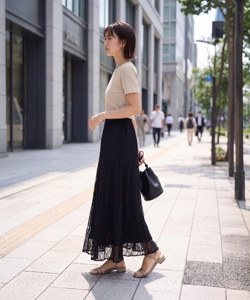 STYLE DELI(スタイルデリ)の「【Made in JAPAN】リブ半袖カットソートップス(Tシャツ/カットソー・レディース・グレイッシュベージュ/ブラック/カーキオリーブ/ホワイト/ネイビー・M)」の16枚目の写真