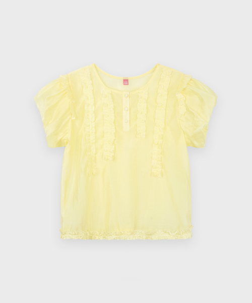 SINOON(シヌーン)の「Babydoll Frill Blouse (Yellow)(シャツ/ブラウス・レディース・イエロー・FREE)」の4枚目の写真