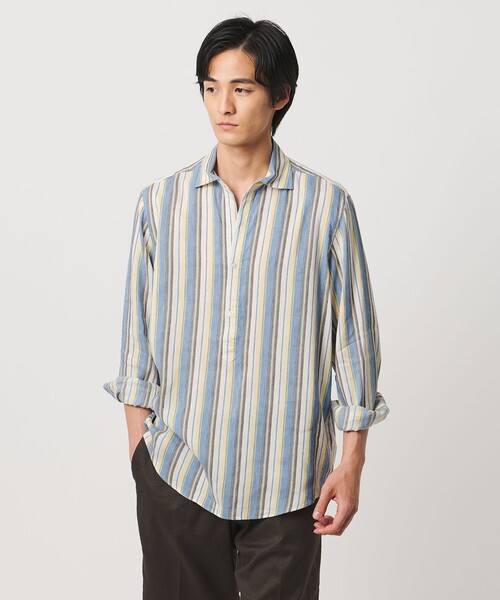 UNITED ARROWS(ユナイテッドアローズ)の「ALBINI アルビニ マルチストライプ プルオーバー シャツ(シャツ/ブラウス・メンズ・コバルトブルー・M/S/XL/L)」の8枚目の写真