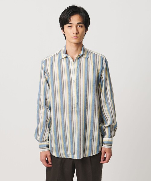 UNITED ARROWS(ユナイテッドアローズ)の「ALBINI アルビニ マルチストライプ プルオーバー シャツ(シャツ/ブラウス・メンズ・コバルトブルー・M/S/XL/L)」の10枚目の写真