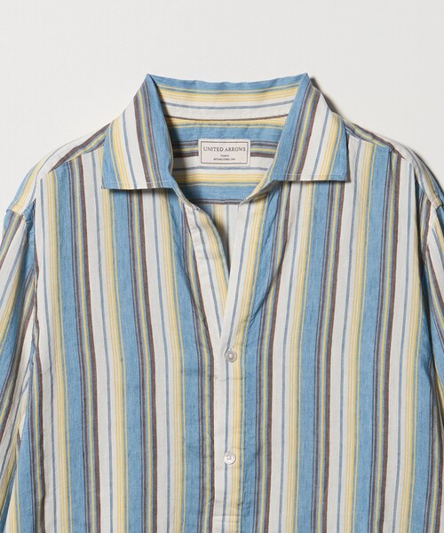 UNITED ARROWS(ユナイテッドアローズ)の「ALBINI アルビニ マルチストライプ プルオーバー シャツ(シャツ/ブラウス・メンズ・コバルトブルー・M/S/XL/L)」の2枚目の写真