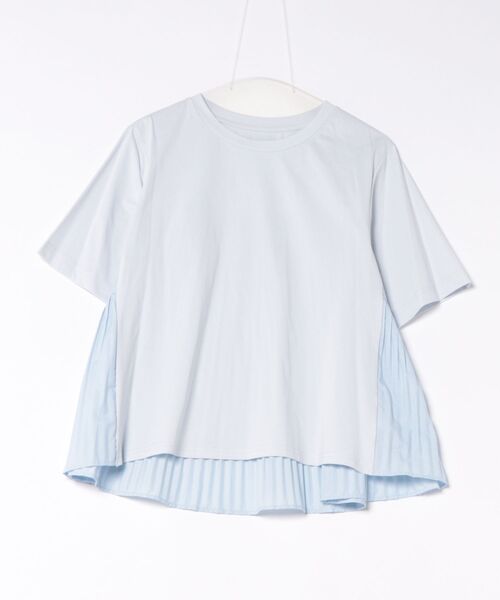 STRAWBERRY-FIELDS(ストロベリーフィールズ)の「ファンクショナル天竺_バックプリーツドッキングTシャツ(Tシャツ/カットソー・レディース・ホワイト/ブラック/ライトブルー・2)」の15枚目の写真