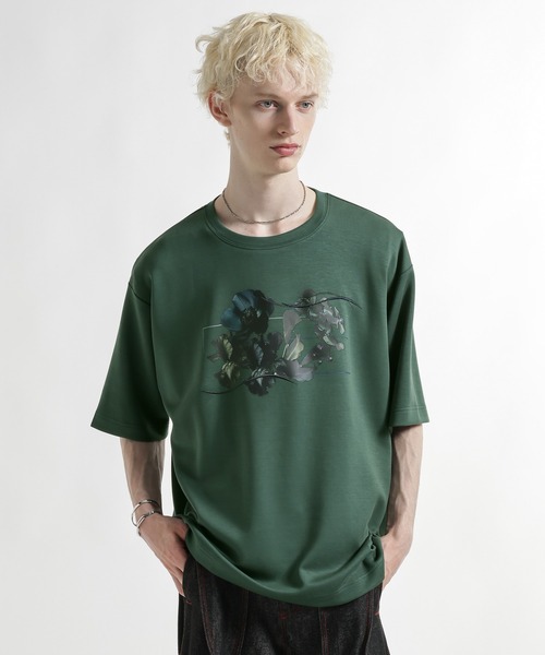 HARE(ハレ)の「【接触冷感】フラワープリントカット(HARE)(Tシャツ/カットソー・メンズ・ブラック/ホワイト/グリーン・FREE)」の16枚目の写真