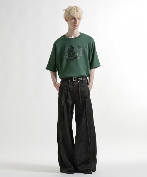 HARE(ハレ)の「【接触冷感】フラワープリントカット(HARE)(Tシャツ/カットソー・メンズ・ブラック/ホワイト/グリーン・FREE)」の9枚目の写真