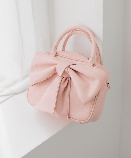 Heather(ヘザー)の「リボンボストンBAG 858448(ボストンバッグ・レディース・ブルー/ホワイト系その他/ピンク・ONE SIZE)」の3枚目の写真