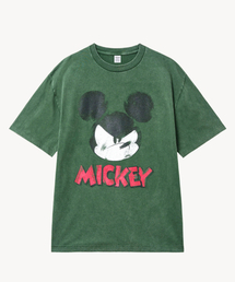 フェイドウォッシングフェイス_ミッキー_ Tシャツ (グリーン)