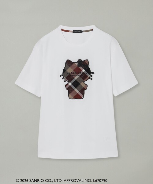 BLACK LABEL CRESTBRIDGE(ブラックレーベル・クレストブリッジ)の「【ハローキティコラボ】クレストブリッジチェックシルエットキティTシャツ(Tシャツ/カットソー・メンズ・オフホワイト/ブラック・S/M/L/XL)」の3枚目の写真