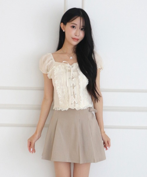 ALLuRing ChaRm(アリュリングチャーム)の「Doll Lace-up Puff Blouse / ドールレースアップパフブラウス(シャツ/ブラウス・レディース・ホワイト/ベビーピンク/ライトベージュ・FREE)」の22枚目の写真