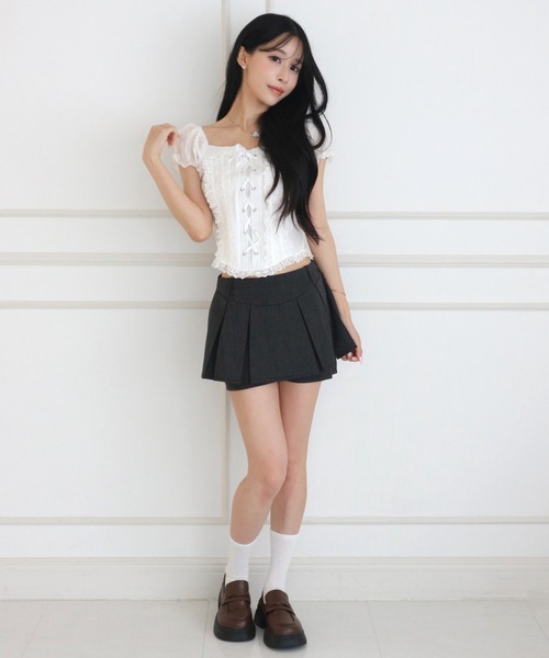 ALLuRing ChaRm(アリュリングチャーム)の「Doll Lace-up Puff Blouse / ドールレースアップパフブラウス(シャツ/ブラウス・レディース・ホワイト/ベビーピンク/ライトベージュ・FREE)」の10枚目の写真