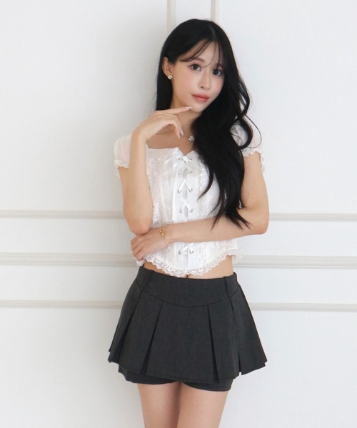 ALLuRing ChaRm(アリュリングチャーム)の「Doll Lace-up Puff Blouse / ドールレースアップパフブラウス(シャツ/ブラウス・レディース・ホワイト/ベビーピンク/ライトベージュ・FREE)」の6枚目の写真
