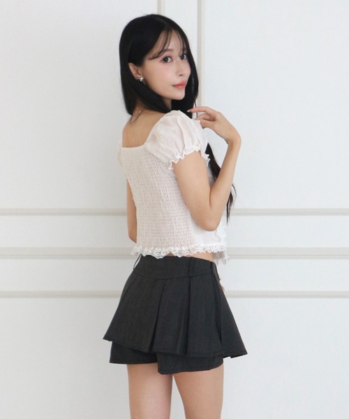 ALLuRing ChaRm(アリュリングチャーム)の「Doll Lace-up Puff Blouse / ドールレースアップパフブラウス(シャツ/ブラウス・レディース・ホワイト/ベビーピンク/ライトベージュ・FREE)」の7枚目の写真