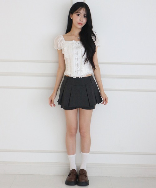 ALLuRing ChaRm(アリュリングチャーム)の「Doll Lace-up Puff Blouse / ドールレースアップパフブラウス(シャツ/ブラウス・レディース・ホワイト/ベビーピンク/ライトベージュ・FREE)」の8枚目の写真