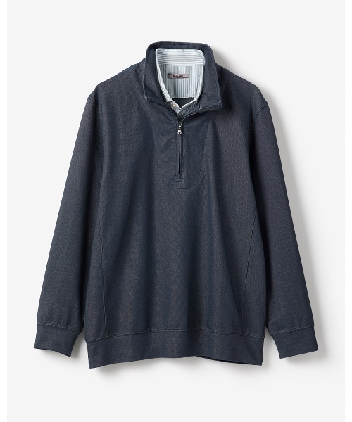 DoCLASSE( ドゥクラッセ)の「重ね着風・高伸縮ジャージハーフジップ(Tシャツ/カットソー・メンズ・サックスブルー/グレー/ミント/ライトピンク/インディゴブルー/オリーブ・L/M/S/LL/3L)」の22枚目の写真