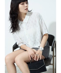 楊柳レース クロップドブラウス