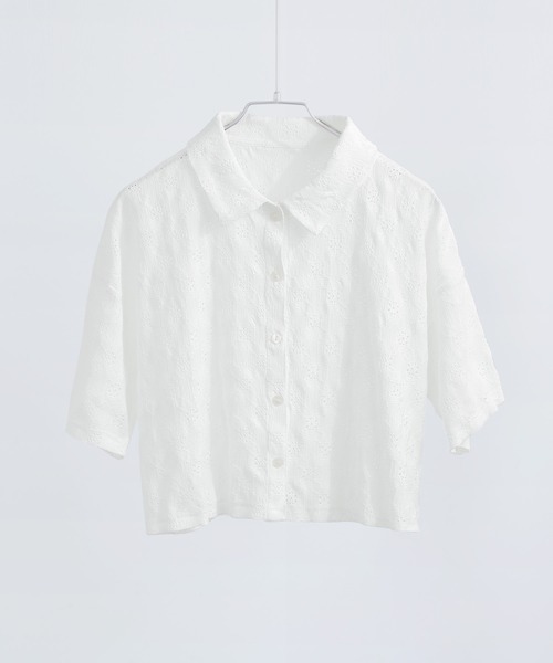 Fashion Letter(ファッションレター)の「楊柳レース クロップドブラウス(シャツ/ブラウス・レディース・ブラック/オフホワイト・M)」の11枚目の写真
