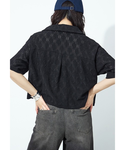 Fashion Letter(ファッションレター)の「楊柳レース クロップドブラウス(シャツ/ブラウス・レディース・ブラック/オフホワイト・M)」の19枚目の写真