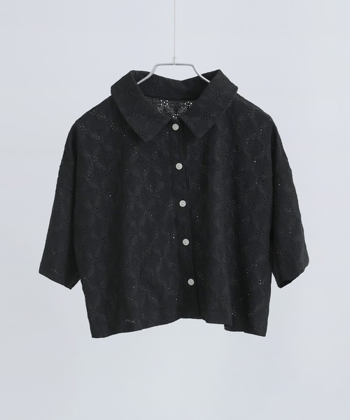 Fashion Letter(ファッションレター)の「楊柳レース クロップドブラウス(シャツ/ブラウス・レディース・ブラック/オフホワイト・M)」の20枚目の写真