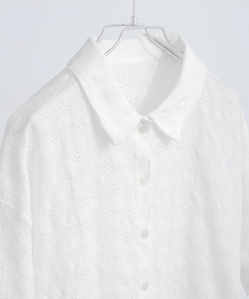 Fashion Letter(ファッションレター)の「楊柳レース クロップドブラウス(シャツ/ブラウス・レディース・ブラック/オフホワイト・M)」の21枚目の写真