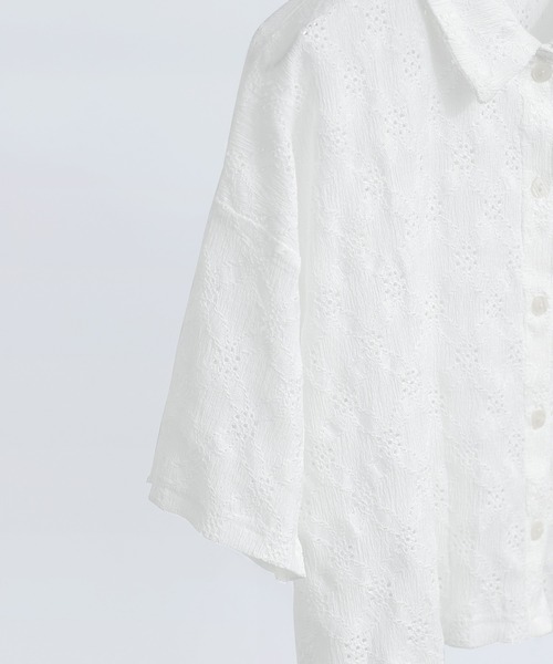 Fashion Letter(ファッションレター)の「楊柳レース クロップドブラウス(シャツ/ブラウス・レディース・ブラック/オフホワイト・M)」の22枚目の写真