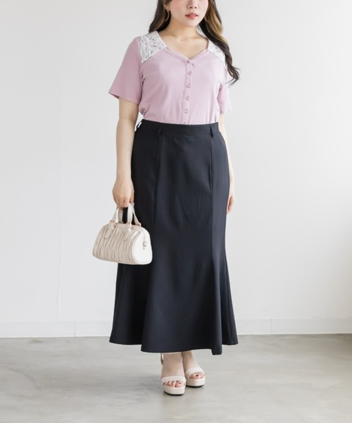 CLETTE(クレット)の「配色レース襟リブプルオーバー(Tシャツ/カットソー・レディース・ピンク/ネイビー・LL/4L/3L)」の12枚目の写真