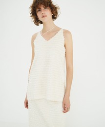 W FACE FEATHER CAMI TOPS
