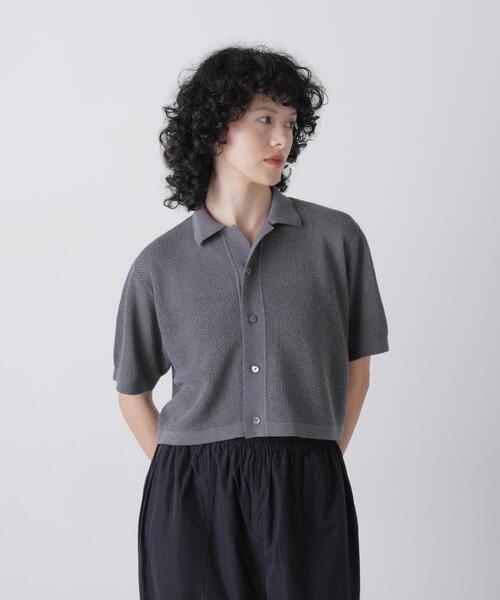 YLEVE(イレーヴ)の「YLEVE / ICE COTTON OPEN COLLAR KNIT(カーディガン/ボレロ・レディース・カーキ/グレー・1)」の2枚目の写真