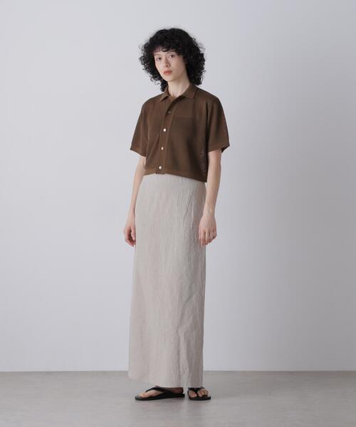 YLEVE(イレーヴ)の「YLEVE / ICE COTTON OPEN COLLAR KNIT(カーディガン/ボレロ・レディース・カーキ/グレー・1)」の6枚目の写真