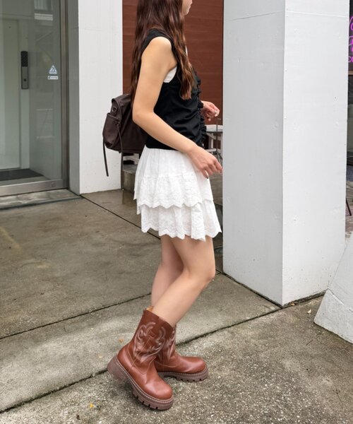 w closet(ダブルクローゼット)の「なみなみドットレイヤードタンク 夏服(Tシャツ/カットソー・レディース・チャコールグレー/サックスブルー/オフホワイト/ブラック・FREE)」の16枚目の写真