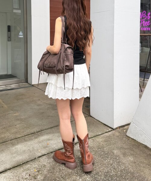 w closet(ダブルクローゼット)の「なみなみドットレイヤードタンク 夏服(Tシャツ/カットソー・レディース・チャコールグレー/サックスブルー/オフホワイト/ブラック・FREE)」の17枚目の写真