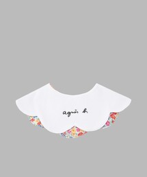 ベビー フラワープリント ロゴ刺繍 コットン リバーシブル スタイ