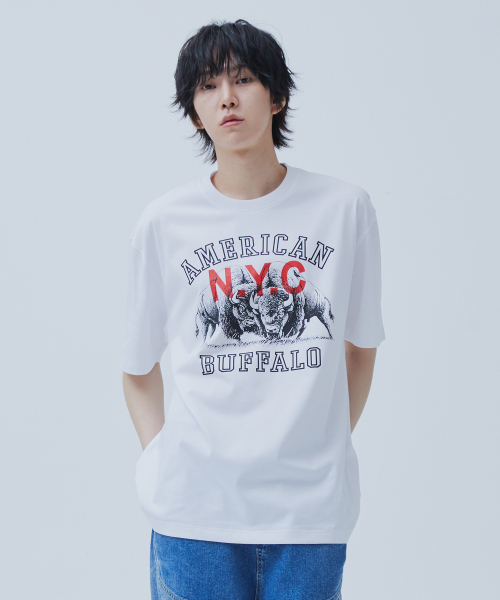 OGARP(オガープ)の「Buffalo Printing Tee White(Tシャツ/カットソー・レディース・ホワイト・1/2/3)」の1枚目の写真